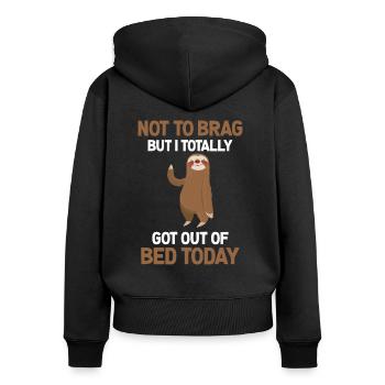 Lustiger Faultier Humor Faule Menschen - Frauen Premium Bio Zip Hoodie - Schwarz - Hinten - Julia (174cm)