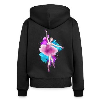 Danseuse de ballet Danse de ballerine colorée - Sweat à capuche zippé Premium bio Femme - noir - Dos - Julia (174cm)