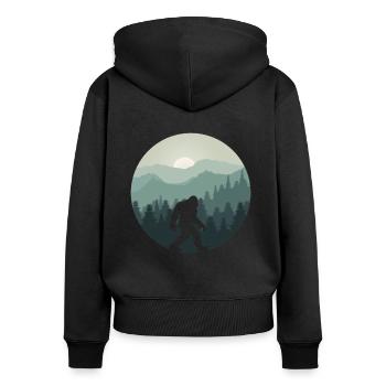 Bigfoot forêt de montagne Sasquatch fan - Sweat à capuche zippé Premium bio Femme - noir - Dos - Julia (174cm)