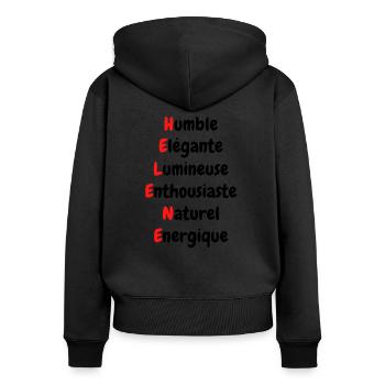 Acrostiche Helene - Sweat à capuche zippé Premium bio Femme - noir - Dos - Julia (174cm)
