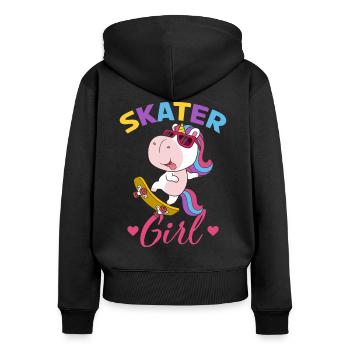 Skater Girl Einhorn Skateboard - Frauen Premium Bio Zip Hoodie - Schwarz - Hinten - Julia (174cm)
