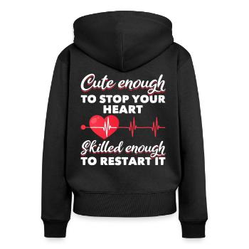 Infirmière drôle Médecine Carrières Humour - Sweat à capuche zippé Premium bio Femme - noir - Dos - Julia (174cm)