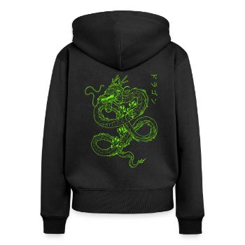 Japanese Dragon Otaku Streetwear Dragon 90s - Women's Premium Organic Zip Hoodie - black - Back - Julia (174cm)