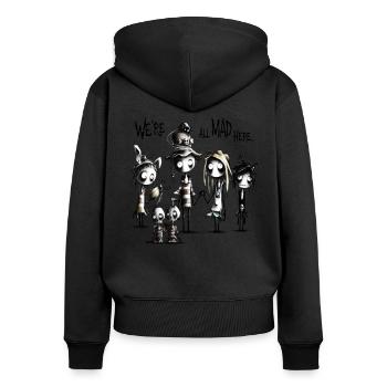 we are all mad here 1 - Women's Premium Organic Zip Hoodie - black - Back - Julia (174cm)