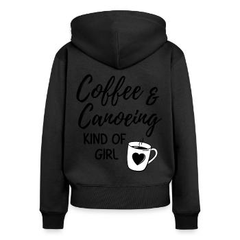 Café et canoë genre de fille. - Sweat à capuche zippé Premium bio Femme - noir - Dos - Julia (174cm)