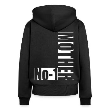 No-1 Mother - Frauen Premium Bio Zip Hoodie - Schwarz - Hinten - Julia (174cm)