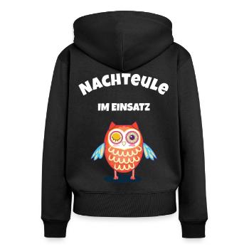 Nachteule im Einsatz ohne Schlaf schichten - Frauen Premium Bio Zip Hoodie - Schwarz - Hinten - Julia (174cm)
