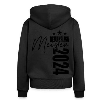 Meister Bezirksliga 2024 Aufstiegstrikot - Frauen Premium Bio Zip Hoodie - Schwarz - Hinten - Julia (174cm)