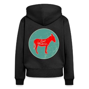 Landwirt Shirt ● Esel Flüsterer ● Geschenk - Frauen Premium Bio Zip Hoodie - Schwarz - Hinten - Julia (174cm)