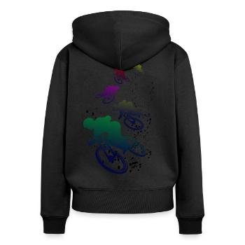 VTT vtt vtt descente - Sweat à capuche zippé Premium bio Femme - noir - Dos - Julia (174cm)