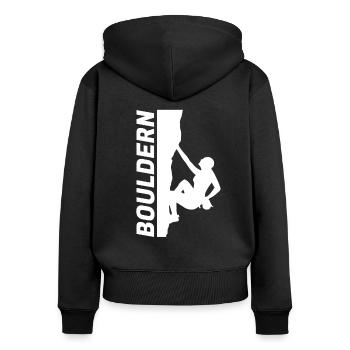 Bouldern Boulderer Klettern Kletterin - Frauen Premium Bio Zip Hoodie - Schwarz - Hinten - Julia (174cm)