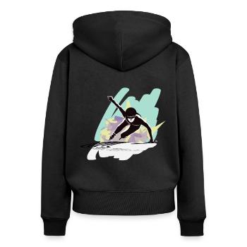 Eislauf Sport Shorttrack Speed Race T-Shirt - Frauen Premium Bio Zip Hoodie - Schwarz - Hinten - Julia (174cm)