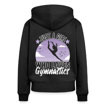 Turnen Turner - Frauen Premium Bio Zip Hoodie - Schwarz - Hinten - Julia (174cm)
