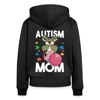 Autisme autistique Mère autiste - Sweat à capuche zippé Premium bio Femme - noir - Dos - Julia (174cm)
