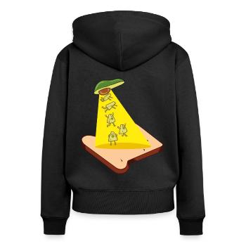 Avocado Toast - Frauen Premium Bio Zip Hoodie - Schwarz - Hinten - Julia (174cm)