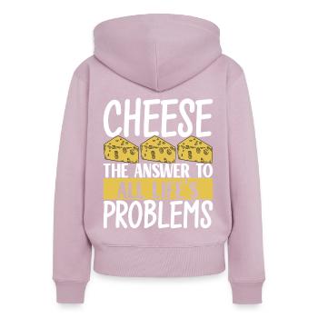 Amateurs de fromage Gouda - Sweat à capuche zippé Premium bio Femme - rose poudré - Dos - Julia (174cm)