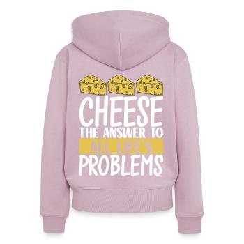 Amateurs de fromage Gouda - Sweat à capuche zippé Premium bio Femme - rose poudré - Dos - Julia (174cm)