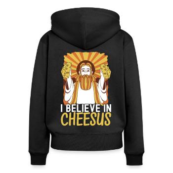 Amateurs de fromage Gouda - Sweat à capuche zippé Premium bio Femme - noir - Dos - Julia (174cm)
