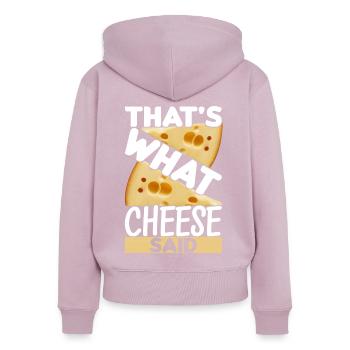 Amateurs de fromage Gouda - Sweat à capuche zippé Premium bio Femme - rose poudré - Dos - Julia (174cm)