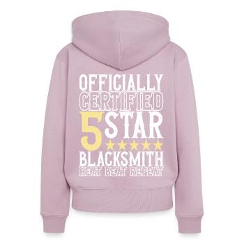 Enclume de forge forgeuse - Sweat à capuche zippé Premium bio Femme - rose poudré - Dos - Julia (174cm)
