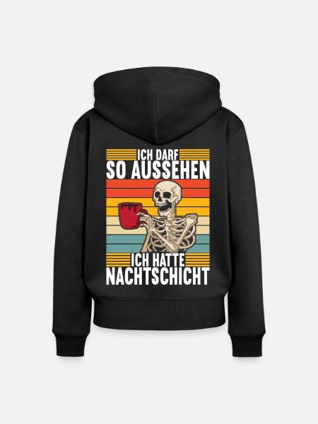 Nachtschicht Nachtdienst - Frauen Premium Bio Zip Hoodie - Schwarz
