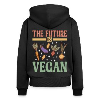 Vegan Vegetarian - Women's Premium Organic Zip Hoodie - black - Back - Julia (174cm)