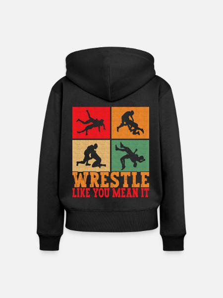 Wrestling Ringen Ringer - Frauen Premium Bio Zip Hoodie - Schwarz