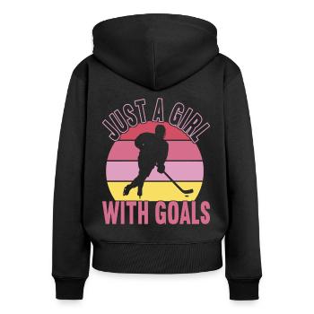 Eishockey Eishockeyspieler - Frauen Premium Bio Zip Hoodie - Schwarz - Hinten - Julia (174cm)