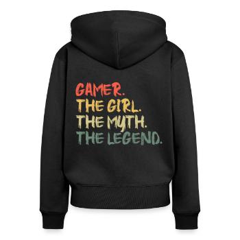Gamer Das Mädchen Der Mythos Die Legende - Frauen Premium Bio Zip Hoodie - Schwarz - Hinten - Julia (174cm)