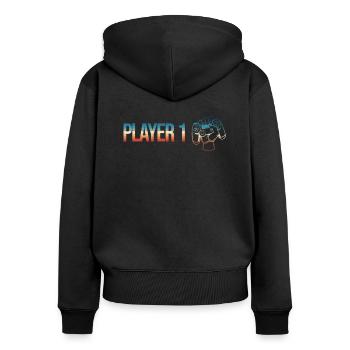 Player 1 Suitable Gamer for Father, - Women's Premium Organic Zip Hoodie - black - Back - Julia (174cm)
