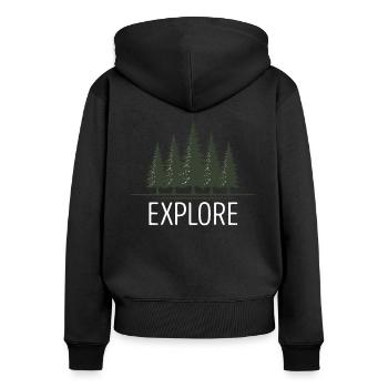 Erkunden Sie Abenteuer, Bergsteigen, - Frauen Premium Bio Zip Hoodie - Schwarz - Hinten - Julia (174cm)