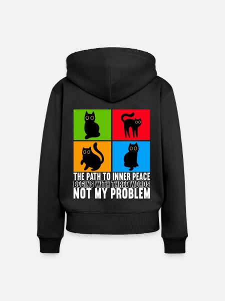 Katzen Misanthrop Sarkasmus - Frauen Premium Bio Zip Hoodie - Schwarz