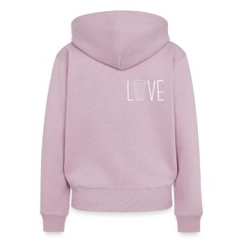Love Schobbe Weinfest Marktfrühstück - Frauen Premium Bio Zip Hoodie - Altrosa - Hinten - Julia (174cm)