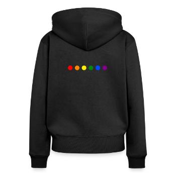 LGBT Punkte in Regenbogen Farbe - Frauen Premium Bio Zip Hoodie - Schwarz - Hinten - Julia (174cm)