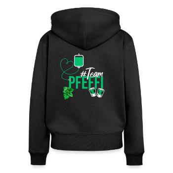 Team Pfeffi - Lustiges Party Pfefferminz - Frauen Premium Bio Zip Hoodie - Schwarz - Hinten - Julia (174cm)