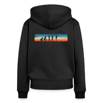 Evolution of basketball — - Women's Premium Organic Zip Hoodie - black - Back - Julia (174cm)