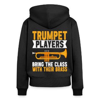 Trompete Trompetenspieler - Frauen Premium Bio Zip Hoodie - Schwarz - Hinten - Julia (174cm)