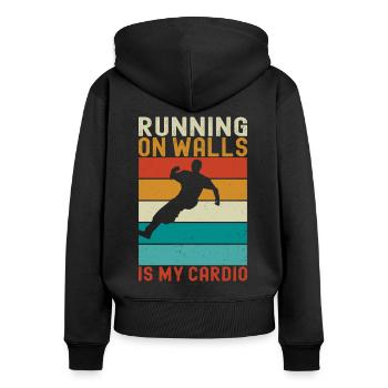 Parkour Freerunning - Frauen Premium Bio Zip Hoodie - Schwarz - Hinten - Julia (174cm)