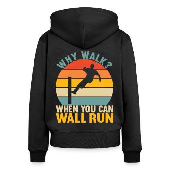 Parkour Freerunning - Frauen Premium Bio Zip Hoodie - Schwarz - Hinten - Julia (174cm)