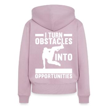 Parkour Freerunning - Frauen Premium Bio Zip Hoodie - Altrosa - Hinten - Julia (174cm)