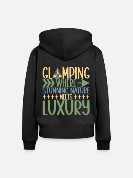Glamping Glamper - Frauen Premium Bio Zip Hoodie - Schwarz