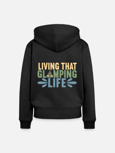 Glamping Glamper - Frauen Premium Bio Zip Hoodie - Schwarz