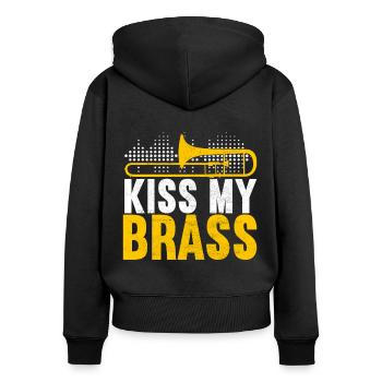 Posaune Trombone - Sweat à capuche zippé Premium bio Femme - noir - Dos - Julia (174cm)