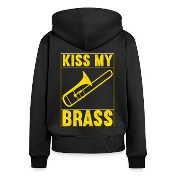 Posaune Trombone - Sweat à capuche zippé Premium bio Femme - noir - Dos - Julia (174cm)