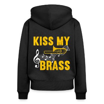 Posaune Trombone - Sweat à capuche zippé Premium bio Femme - noir - Dos - Julia (174cm)