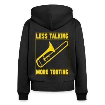 Posaune Trombone - Sweat à capuche zippé Premium bio Femme - noir - Dos - Julia (174cm)