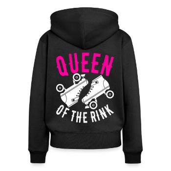 Roller derby - Sweat à capuche zippé Premium bio Femme - noir - Dos - Julia (174cm)