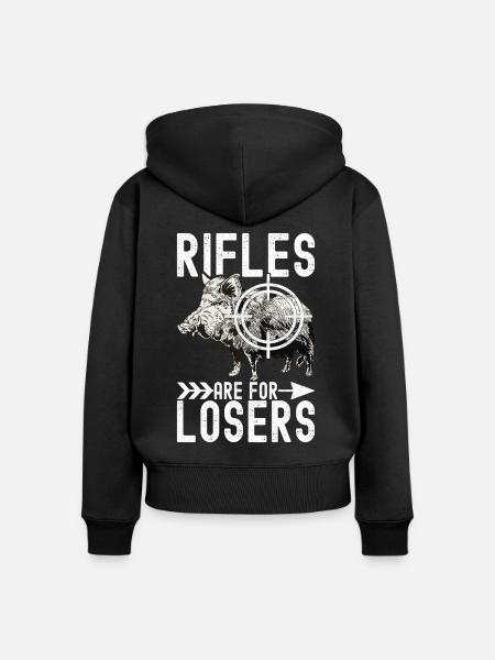 Jäger Wildschwein Jagen - Frauen Premium Bio Zip Hoodie - Schwarz