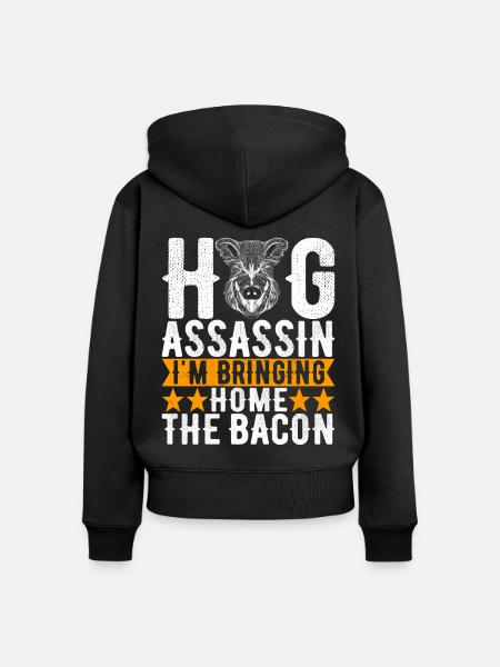 Jäger Wildschwein Jagen - Frauen Premium Bio Zip Hoodie - Schwarz