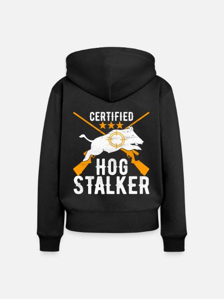 Jäger Wildschwein Jagen - Frauen Premium Bio Zip Hoodie - Schwarz